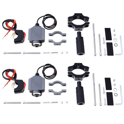Windance 2PCS Motorcycle LED Headlight,4 Modes Hi/Lo Beam Yellow White 6500K waterproof Aux Spotlight for Tractor Truck/ATV UTV SUV/Boat 9V-85V (Gray2pcs+Bracket) - style: Gray2pcs+Bracket