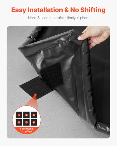 VEVOR Containment Mat, 7 ft 9 in x 18 ft, Non-Slip PVC Garage Floor Mat with a Cleaning Squeegee, Heavy Duty Durable Waterproof Containment Protection from Snow, Rain and Mud for Cars Parking, Black - size: 7 ft 9 in x 18 ft