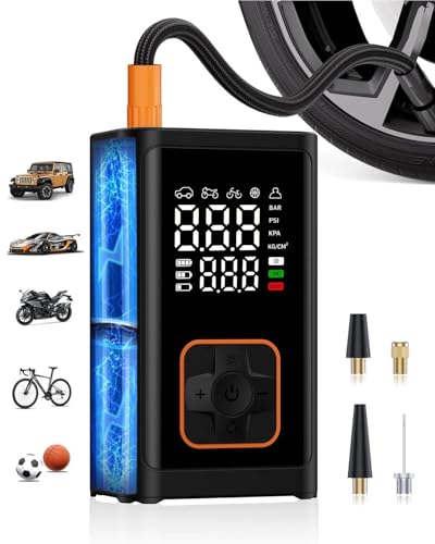 Tire Inflator Portable Air Compressor: 150PSI Cordless Air Pump with 4000mAh Battery, Digital Gauge Auto-Shutoff for Car Tires, Bike, Motorcycle, Balls, Pool Floats & Inflatables