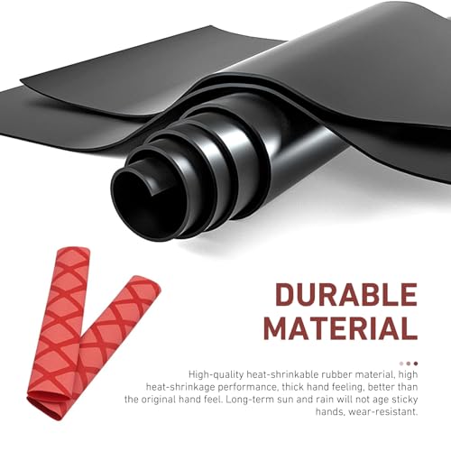 4 PCS Motorcycle Heat Shrink Grip Sleeves, Grid Pattern 2 Handlebar and 2 Brake Handlebar Cover, Rubber Anti-Slip Comfortable Grip Cover, Heating Tight Fit Protective Sleeve (Red) - color: Red