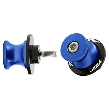 2pcs 6MM M6 X1.5 Motorcycle Swing arm Sliders Stand Spools fits for YZF R1 R3 R6 R7 R125 R25 R1000 (Blue) - color: Blue