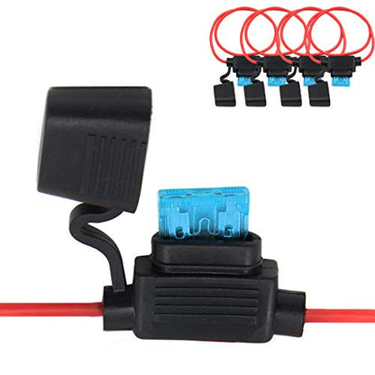 ZOOKOTO Inline Fuse Holder, ATC/ATO 16 AWG Gauge Copper Wire Car Auto Blade Fuse Waterproof with 15 AMP Fuse(2 Pack - size: 15A