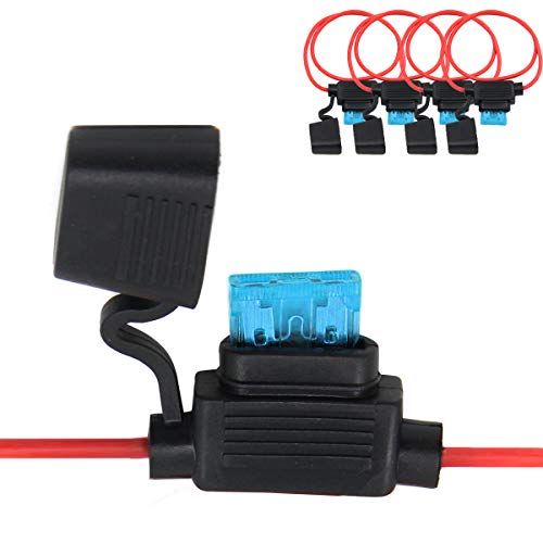 ZOOKOTO Inline Fuse Holder, ATC/ATO 16 AWG Gauge Copper Wire Car Auto Blade Fuse Waterproof with 15 AMP Fuse(2 Pack - size: 15A