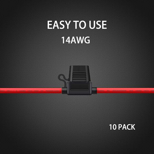 10 Pack 14 AWG Inline Fuse Holder - 12V-DC ATC/ATO 14 Gauge Fuse Holder for 15A Blade Fuse - size: 14 AWG