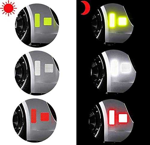 36pcs Reflective Decals Reflective Stickers Safety Warning Sticker Tapes Waterproofs High Intensity Night Visibility Adhesive for Helmets Motorbike(3x8cm) (36PcsWhite+Yellow) - color: 36pcswhite+yellow