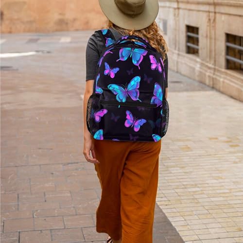 Backpack for Women Men, Butterfly Waterproof Backpack with Laptop Compartment, Lightweight Carry On Backpack for Travel, Work, Picnic - color: Butterfly