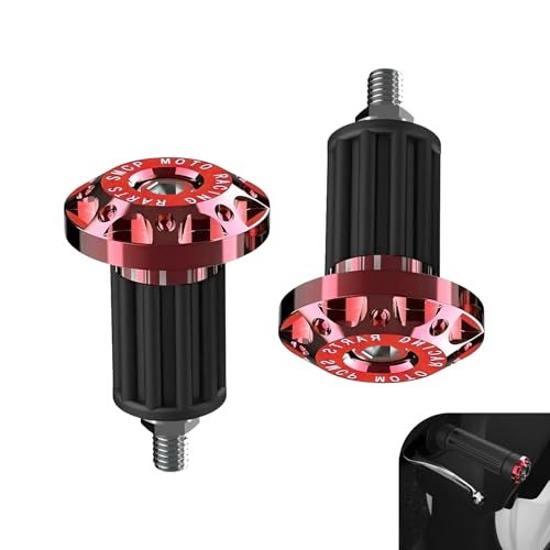 2 PCS Motorcycle Bar Ends, Shockproof Handlebar Grips End Plugs, Aluminum Alloy Handle Bar Weights Guards, Universal Modification Parts for Car Off-Road Motorcycle (Red) - color: Red, size: 2 PCS