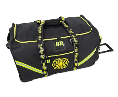 Lightning X Premium Rolling Firefighter Turnout Bunker Gear Bag w/Wheels, Retractable Handle, Fully Molded 3 Colors - color: Black