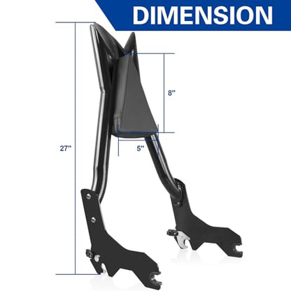 Custom 26”Tall Adjustable Sissy Bar Docking for Harley Davidson 2018-Later Low Rider Models Lowrider ST FXLR FXRST FXLRS FXLRST Sport Glide FLSB Dyna Gloss Black (26”) - size: 26”-B