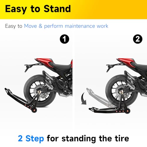 Aluminum Motorcycle Stands Front and Rear 880lbs Heavy Duty Wheel Lift Combo Swingarm Spool Peddock Stand for Yamaha Honda Kawasaki Suzuki U+L Black - color: Black