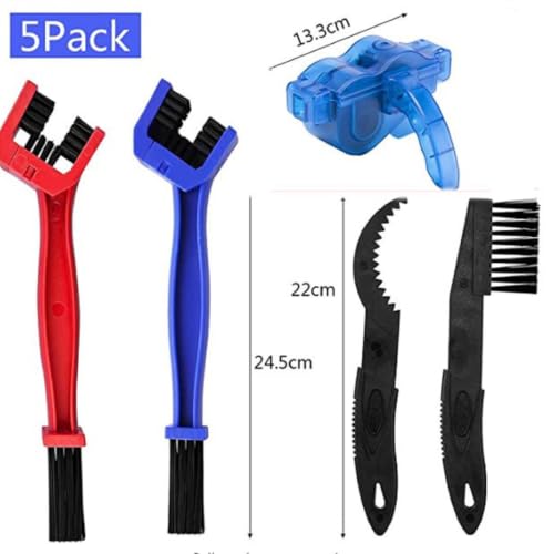 VACHAN 5PCS Bike & Motorcycle Chain Cleaning Tool Set – Includes Chain Washer, Crankset Brush & Detailing Brushes for Bicycle and Motorcycle Drive Train Maintenance