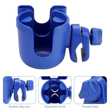 Accmor Stroller Cup Holder with Phone Holder, Bike Cup Holder, Universal Cup Holder for Uppababy Nuna Doona Strollers, 2-in-1 Cup Holder for Walker, Wheelchair, Scooter - color: Deep Blue