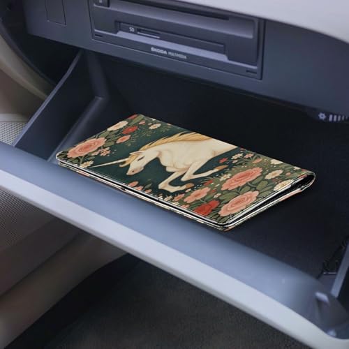 GuoChe Pu Leather Registration and Insurance Card Holder Men Women Document Wallet for any Car, Truck, Motorcycle, Trailer or Boat Fantasy Creature Medieval Art - color: 31