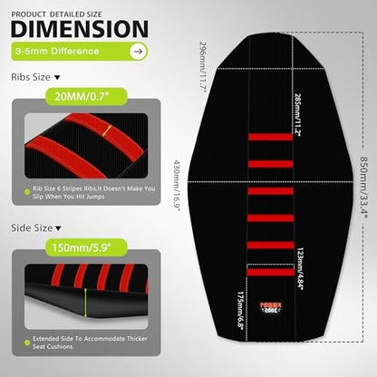 Ribbed Electric Bike Seat Cover Compatible with Tutti Soleil 01 - Non-Slip Waterproof Rubber Seat Cushion Protector (Red) - color: Red