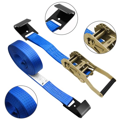 4Pack 2in 30ft Ratchet Strap Flat Hook Blue Heavy Duty Flatbed Straps for Trailer Tie Down Straps Box Truck Accessories Cargo Loading 10000lbs Breaking Load - color: Blue
