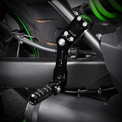 Xitomer Adjustable 22-28mm Black Aluminum Passenger Footpegs for Vulcan 650 / S 2015-2024 Cruiser Motorcycle - size: 130mm