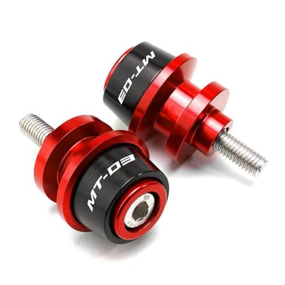 MOWOK Fit For YAMAHA MT03 MT-03 2015 2016 2017 2018 2019 2020 2021 2022 2023 2024 2025 Motorcycle Accessories 6MM Swingarm Spools Slider M6 Stand Screws (Red) - color: Red