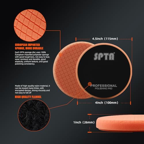 Buffing Polishing Pads, SPTA 5Pcs 4.5 Inch Face for 4 Inch 100mm Backing Plate Mix Cutting force Buffing Pads Cutting Polishing Pad Kit For Car Buffer Polisher Compounding,Polishing, Waxing-FPTFS4-MIX - size: 4.5 Inch