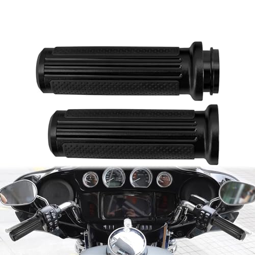 1 inch Handlebar Grips 25mm Aluminum Defiance Cable Throttle Hand Grips Compatible with Harley Touring Softail Dyna Sportster XL883 1200 XR VRSC - color: Matte Black-Electronic Throttle