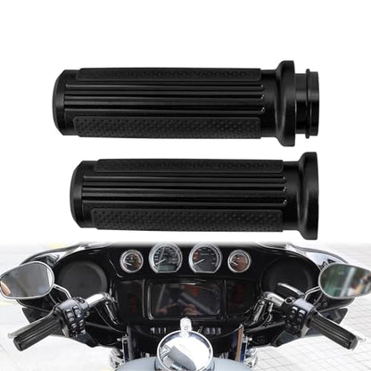 1 inch Handlebar Grips 25mm Aluminum Defiance Cable Throttle Hand Grips Compatible with Harley Touring Softail Dyna Sportster XL883 1200 XR VRSC - color: Matte Black-Electronic Throttle