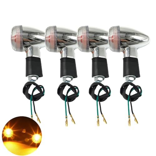 Universal 4pcs Motorcycle Turn Signals Chrome Bullet Front Rear Lights Compatible with Harley Honda Suzuki Yamaha Kawasaki Motorcycle Bobber Chopper(White shell) - color: White, size: 4PCS