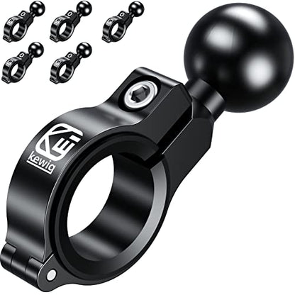 BRCOVAN 5 Pack, Aluminum Alloy Handlebar Mount Base with 1'' TPU Ball | Compatible with RAM Mounts B Size 1 Inch Ball Double Socket Arm, for Round Rail Diameter 0.5'' 0.87'' 1'' 1.125'' 1.26'' - style: R3-Set of 5