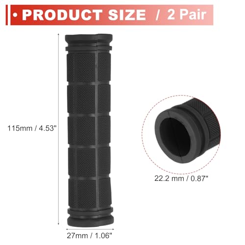 2 Pair Soft Rubber Handlebar Grips, Bicycle Handlebar Grips Bike Handle Bar Wrap Non-Slip 4.5 Inch - Fitting for Mountain Bikes/Road Bicycles/Scooter - color: Black