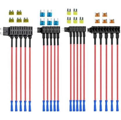 20PCS 12V Car Add-a-Circuit Fuse Tap, ATC ATO APM ATM Fuse Holder Adapter Kit, Standard Mini Micro2 and Low Profile Fuses Tap with Blade Fuses for Cars Trucks Boats (20PCS) - size: 20PCS