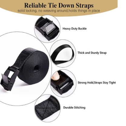 5 Pcs Lashing Straps Nylon 4' x 1" (1.2m) Adjustable Tie Down Straps Load-Bearing 550 lbs Heavy Duty Black Tension Strap with Buckles for Bike Motorcycle Cargo