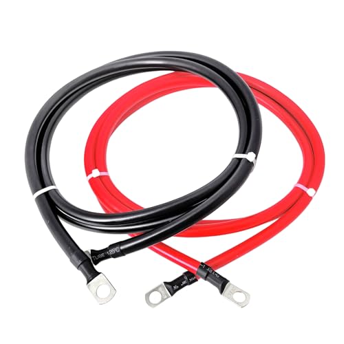 A ABIGAIL 2 AWG Battery Cables 2 Gauge Pure Copper Battery Inverter Cables with 3/8 in Lugs terminals Marine Grade for Automotive Solar Power Inverter Boat RV Car Motorcycle (5FT) - color: 3/8", size: 5FT