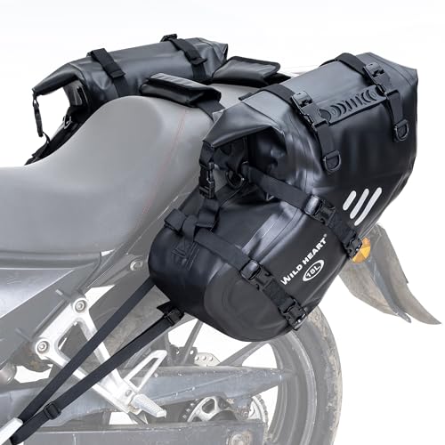 WILD HEART Motorcycle Side Saddlebags 36L (18L*2) Waterproof Pannier Bag Trunk Motorcycle Accessory - color: 36L Black TPU, size: 36L