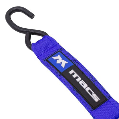 2" x 6' ATV & Motorcycle Ratchet Strap Pack - 4 Tie-Down S-Hook Straps, Soft Loops, Strap Bands & Duffle Bag - 3,335 lb. WLL - Blue - color: blue