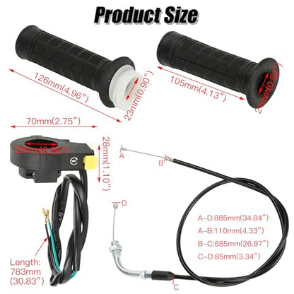YOXUFA Throttle Cable Twist Throttle Handle Grip Assembly for 2 Stroke Engine 80cc 100cc 49cc 50cc Gas Motor Motorized Bicycle Bike Parts with 7/8" 22mm Handlebar