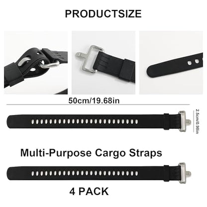 4Pcs 20-Inch Heavy-Duty Silicone Straps with Buckles, Reusable Adjustable Utility Tie Downs for Securing Truck Cargo, Luggage, Tools, Hoses