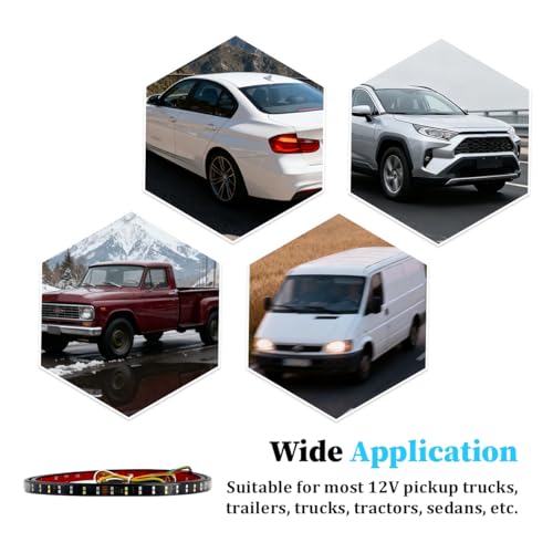 59" Truck Tailgate Light Strip, 180 LED 4 Function Vihicle Brake Running Turn Signal Light Rear Lighting Bar, Pickup Tail Strip Reverse Lamp, Universal for Trailer Truck Cargo Pickup - size: Double 1.5M