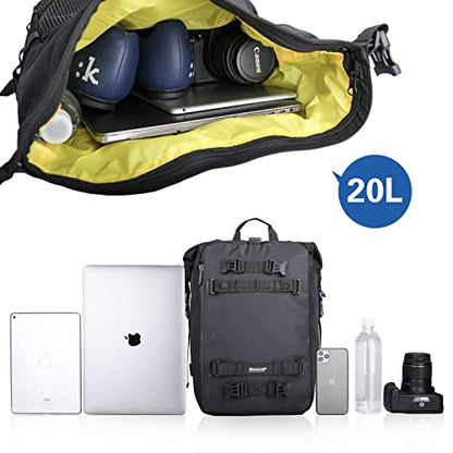 Rhinowalk Motorcycle Bag, 20L Black, Multifunctional Rear Rack Trunk Seat Bag, Motorbike Saddle Bag, Compatible with Motorcycle - size: 20L