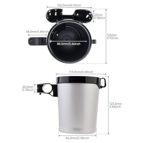 3-in-1 Bike Cup Holder with Cell Phone Keys Hook -Universal Water Bottle Holder for Walker/Wheelchair/Stroller/Scooter, Fits 0.87" Round Handlebar and 2.7" Cup Base,Black Gray - color: black gray