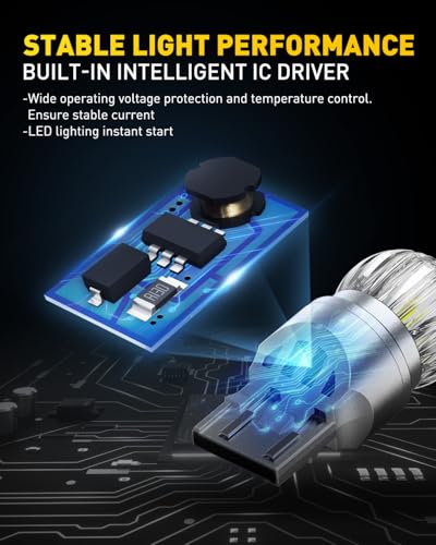 AUXITO 7443 LED Bulb White, Reverse Light 7440 7441 7444 T20 Super Bright for Backup Light Tail DRL Brake Signal Parking Lights Daytime Running Light Modules, Pack of 2 - color: White, size: 7440/7443