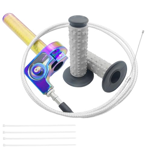 Motorcycle Throttle Assembly,7/8" Quick Twist Throttle Grips with Throttle Cable Aluminum Alloy Universal for CRF KLX SSR TTR 110 125 150 250cc Dirt Pit Bike ATV Mini Bike - color: Multicolored + Black