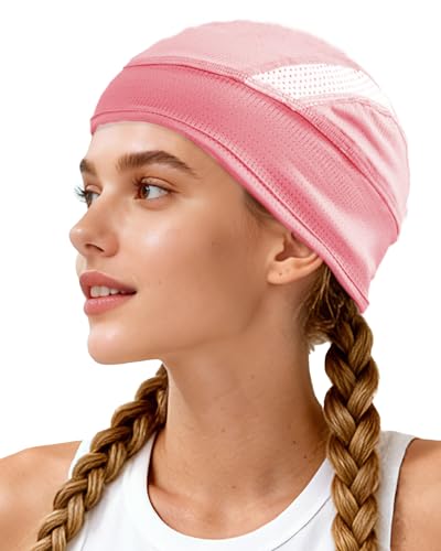 Cooling Skull Cap Helmet Liner-Lightweigh Mesh Sweat Wicking Beanie Caps for Hard Hat,Motorcycle,Cycling,Running - color: 1-pink