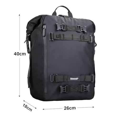 Waterproof Motorcycle Tail Bag 20L Motorbike Rear Rack Storage Bag Saddle Pannier for Touring Adventure Commuting Black - size: 20L