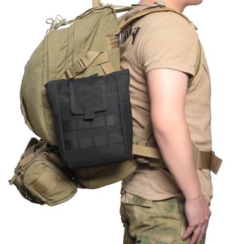Azarxis Tactical Mini Belt Pouches, Multi-Purpose Small Battery Case Compact Utility EDC Card Slot Holder Waist Bags Military Molle Pack Sundries Storage Pack - color: #06 Black