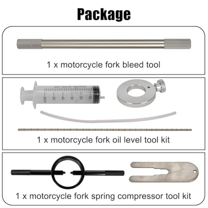 Motorcycle Fork Service Tool Kit - PSLER Fork Spring Compressor, Oil Level and Damper Rod Bleed Tool