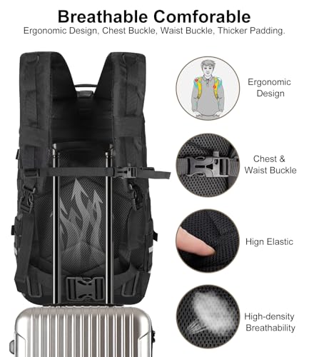 Motorcycle Cycling Helmet Backpack, Large Capacity Waterproof Helmet Holder, Storage Bag Hiking Backpack - color: Black-flag