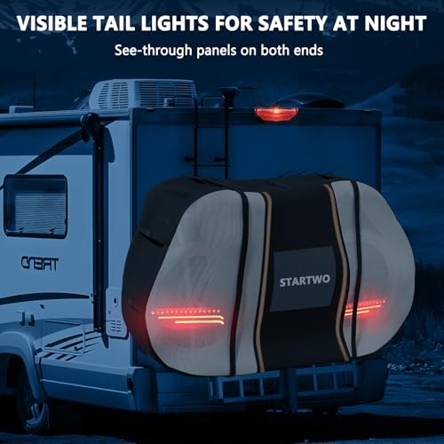 STARTWO Bike Cover for Transport On Rack, Bicycle Cover Outdoor Storage Waterproof for Transport 1 Bikes on Car Rear, with Two Elastic Straps and License Plate Window, Visible Tail Lights - size: XL(1 bike)