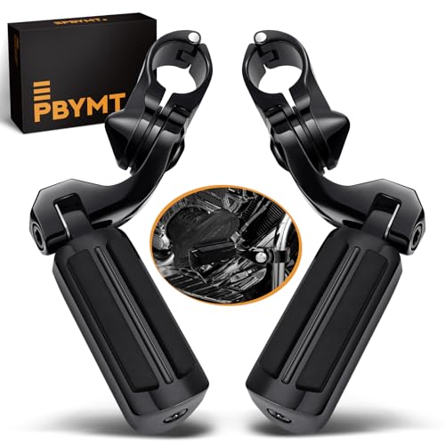 PBYMT Highway Pegs Short Angled 304 Stainless Steel, Highway Footpegs Footrest Fit For 1''&1.25''(25/32mm) Crash Bars Compatible with Harley Davidson Touring Black - color: Black, size: SHORT