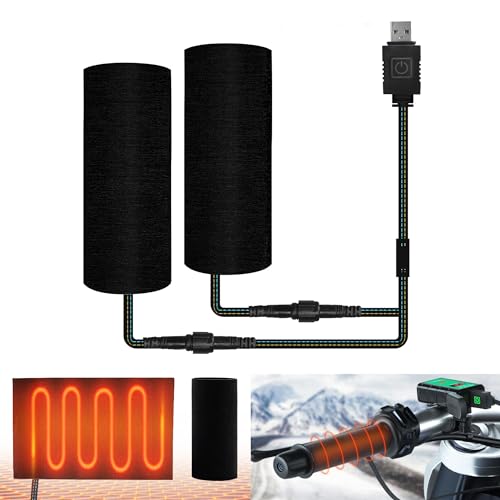 Heated Grips Cover for Motorcycle, 5V Handlebar Heater, Motorcycle Heated Grips USB Powered, 6 Gear Temperature with Memory Function, IP67 Waterproof, ATV Heated Handlebar Warmers - color: Heated grip cover - 5V USB