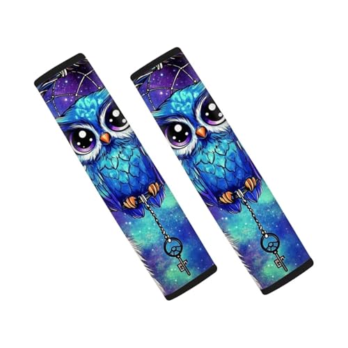 GIFTPUZZ Owl 2 Pack Soft Auto Seat Belt Cover Universal Bag Backpack Shoulder Straps Covers Seatbelt Shoulder Pad for Most Auto SUV Van Sedan - color: Owl