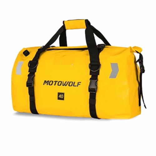 Motorcycle Tail Bag for Honda Monkey 125 2018-2025 Waterproof Duffle Luggage All Weather Back Seat Saddle Bag Expandable Capacity Rear Rack Trunk Storage Bag, Yellow - color: Yellow
