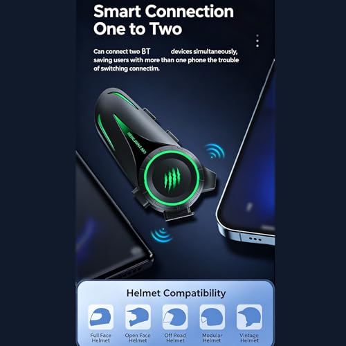 Sanpyl Bluetooth Motorcycle Helmet Headset, Wireless Helmet Headphones with AI Noise Canceling Mic, RGB Lights, 30H Playtime, for Riding